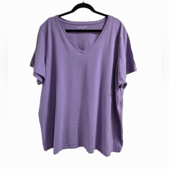 Woman Within Cotton T-Shirt Plus Size 3X Short Sleeve Purple Lightweight - Picture 1 of 10